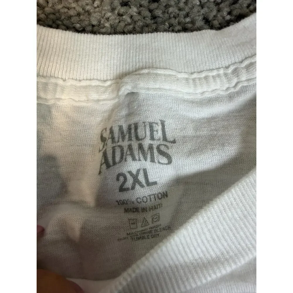 Samuel Adams Shirt Mens 2XL White Revolting Beer Drinker Graphic Crew Neck